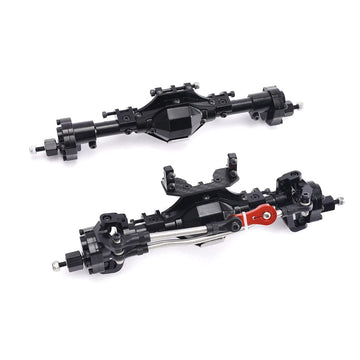 RZXYL Aluminum Front / Rear Portal Axles Set for 1/10 Axial SCX10 II 90046 90047 RC Crawler Car (Black)