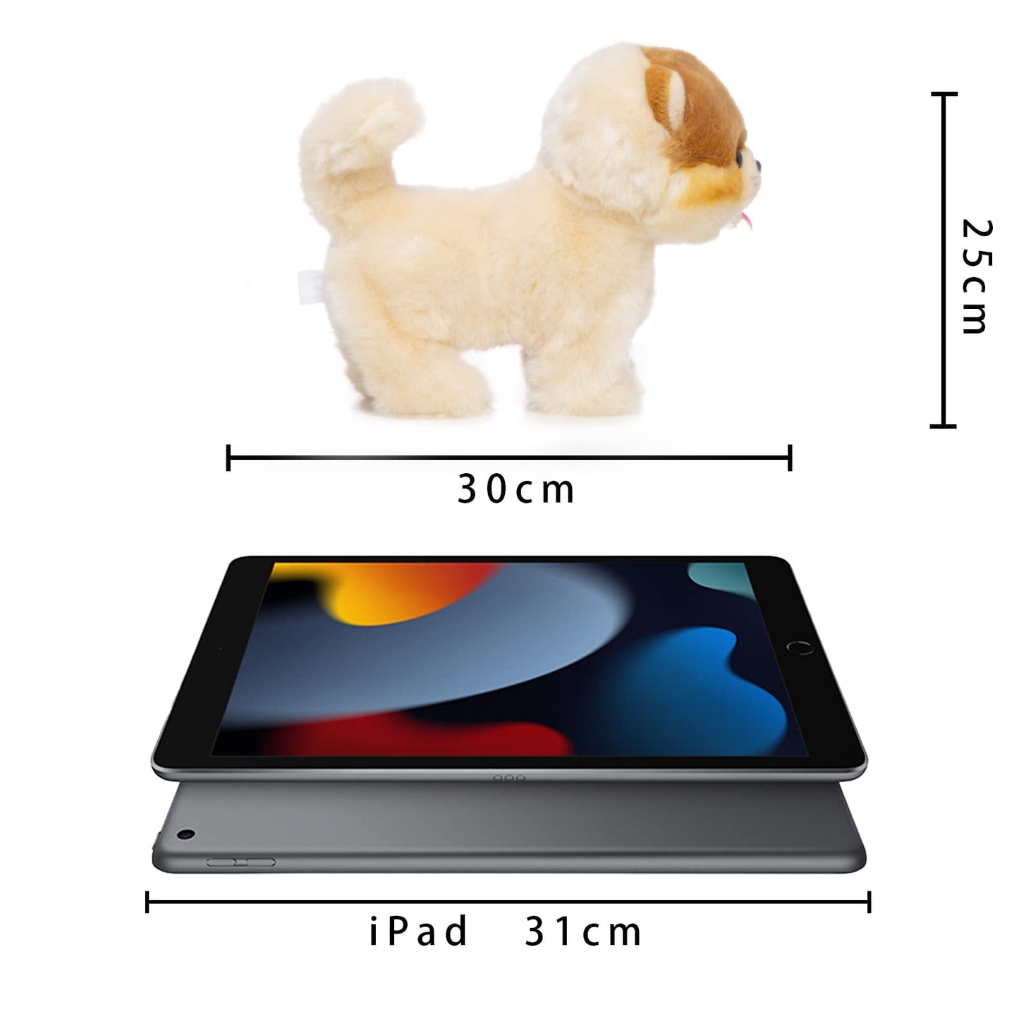 Electronic Walking Pomeranian Stuffed Dog Toy, Realistic Interactive Puppy Robot Pet Dog, Walking, Barking,Wagging Tail & Talkin