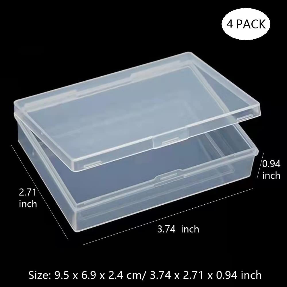 DKAOVH Playing Card Case Set - 4 Clear Plastic Storage Boxes for Cards