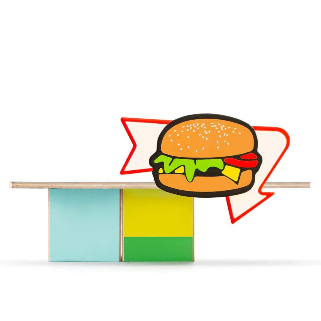 CANDYCAR Wooden Diecast Collection - Hamburger Shack  enhanced Handcrafted Beech Wood Toy