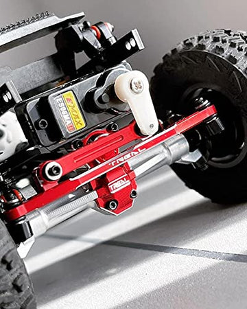 Treal Aluminum 7075 Steering Links Set For Axial Scx24 1/24 Scale-V2 (Red)