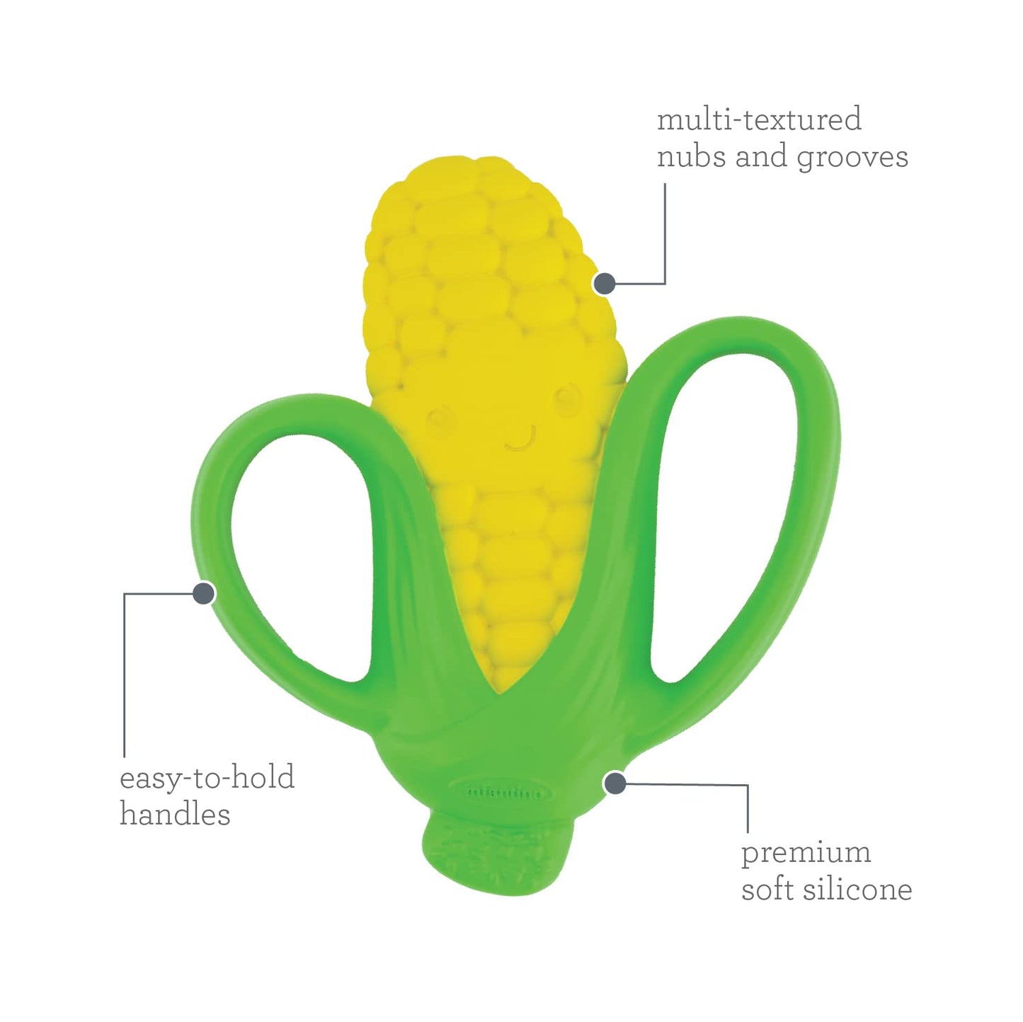 Infantino Lil Nibbles Textured Silicone Teether, BPA-Free Baby Teething Toy, Soft, Easy to Hold, Sensory Stimulation for Infants