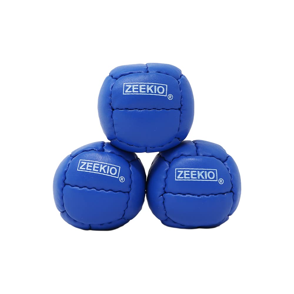 Zeekio Galaxy Juggling Balls - enhanced 12 Panel Genuine Leather Balls - 130g - 67mm - Pack of 3 (Blue)