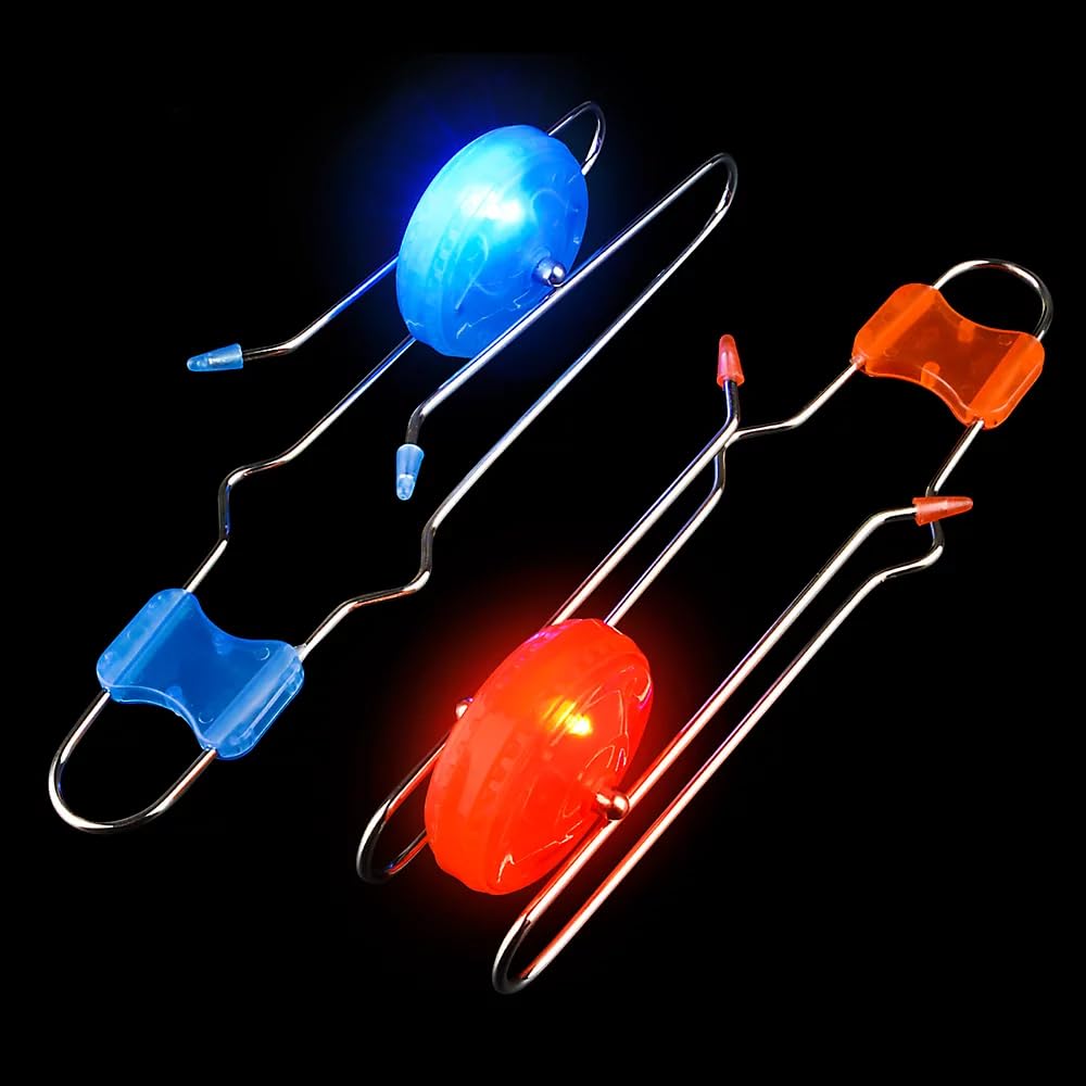 The Dreidel Company Light-Up Gyro Wheel Yo-Yo, 8.5" Sensory Spinning Toy, Blue/Red, Perfect Stocking Stuffer for Kids