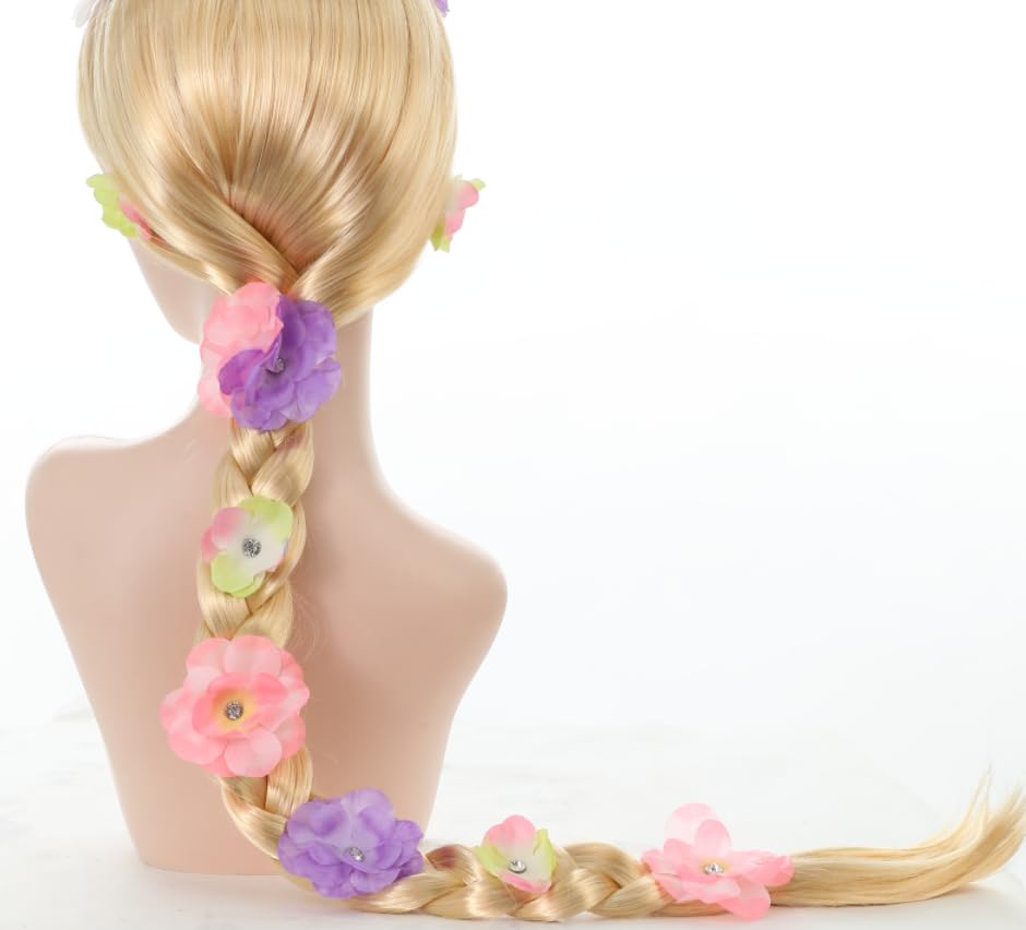 Sincere Party Girls Princess Wig,Rapunzel Plaits Blonde Wig For Girls Halloween Party,Role Playing