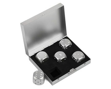DS. DISTINCTIVE STYLE Aluminum Alloy Dice 5 Pieces 16mm Portable Metal Dices with Square Case 6 Sided Dice for Drinking Party Ga