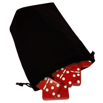 Marion & Co. Domino Double Six 6 Red Tiles Jumbo Tournament Professional Size With Spinners In Black Elegant Velvet Bag