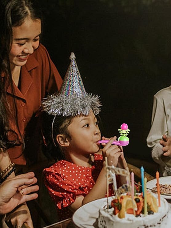 3Pcs Random Color Floating Blow Pipe Balls Game Toys, Floating Blow Pipe & Balls Balance Blowing Toys, Stress Reliever Balance B