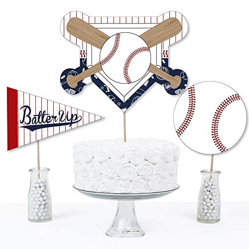 Big Dot Of Happiness Batter Up - Baseball - Baby Shower Or Birthday Party Centerpiece Sticks - Table Toppers - Set Of 15