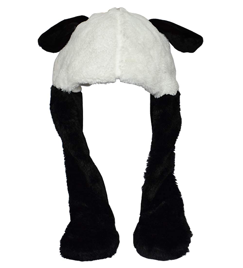 Joyhy Kids Adults Plush Hat Ear Moving Ear Flap Hat With Paw Panda