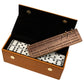 Alex Cramer Spinner Domino Set - Caramel Leather Case, 28 Double Six Dominoes, Model 444, Travel-Friendly