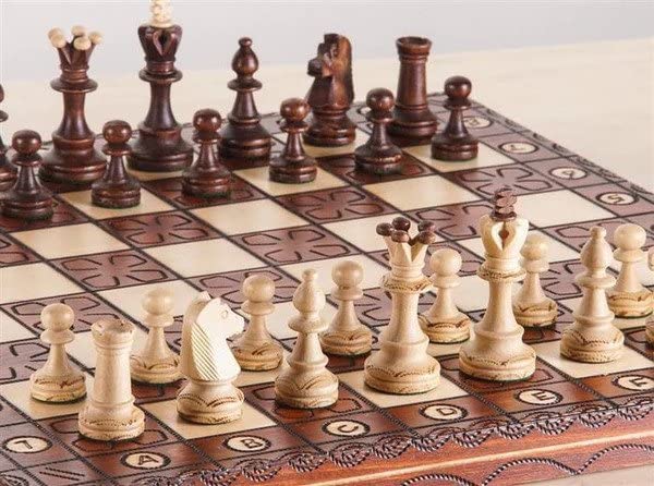 Beautiful Handcrafted Wooden Chess Set With Wooden Board And Handcrafted Chess Pieces - Gift Idea Products (16' (40 Cm) Orn)