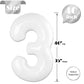 White 3 Balloon, Translucent Number Balloons 40 Inch, 3Rd Birthday Decorations For Kids Girls Boys, Men Women White Party Suppli