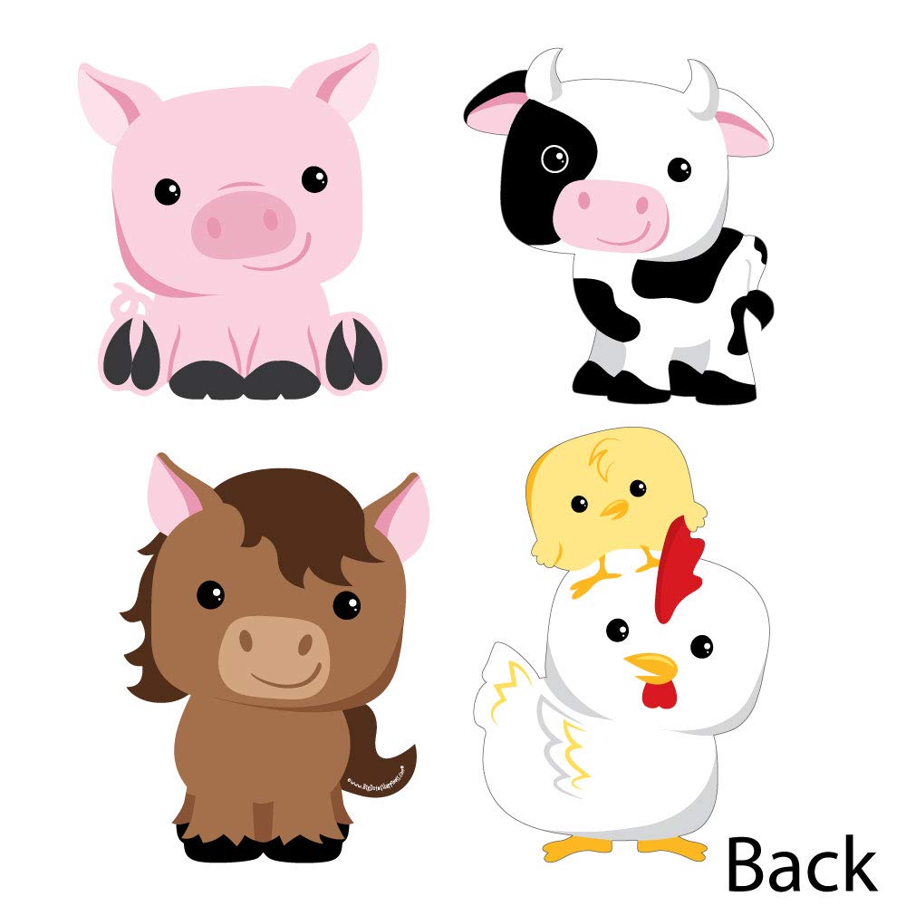 Big Dot of Happiness Farm Animals - Cow, Horse, Pig and Chicken Decorations DIY Baby Shower or Birthday Party Essentials - Set o