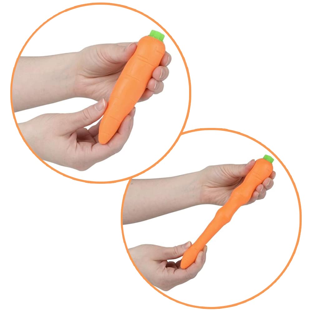 Artcreativity Stretchy Carrot Toys For Kids, Set Of 2, Stress Relief Fidget Sensory Toys For Autistic Children, Anxiety, And Adhd, Squeeze Toys Party Favors And Pretend Food Toys, Goodie Bag Fillers