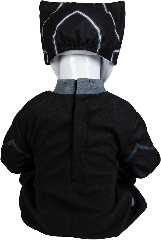 Marvel Black Panther Official Infant Deluxe Costume - Printed Jumpsuit With Booties And Mask Cap (6-12M)