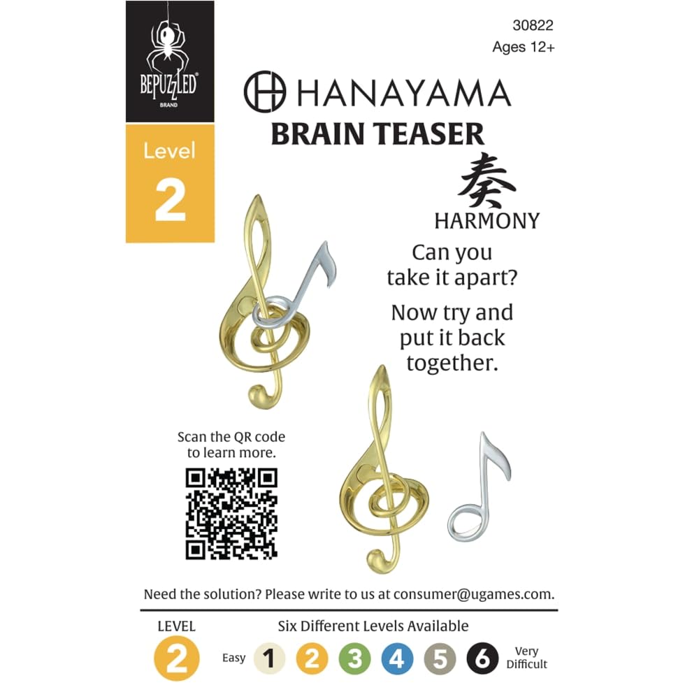 BePuzzled |Harmony Hanayama Metal Brainteaser Puzzle Mensa Rated Level 2, for Ages 12 and Up