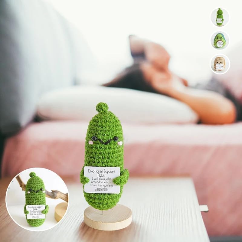 Ruifengsheng Emotional Support Doll, Handmade Cucumber Crochet Doll - Emotional Cute Support Pickle Crochet Potato For Girls, Pe