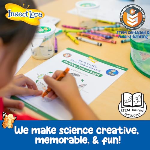 Insect Lore Butterfly Garden As Seen On Tv | Butterfly Kit With Live Caterpillars | 10 Live Baby Caterpillars, Reusable Habitat,