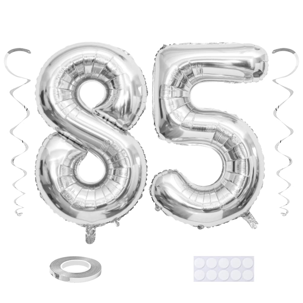 Maigendoo Jumbo 85 Number Balloon 40 Inch Large Digit Balloons Huge Helium Balloon Foil Mylar Balloon With Swirl Decorations For