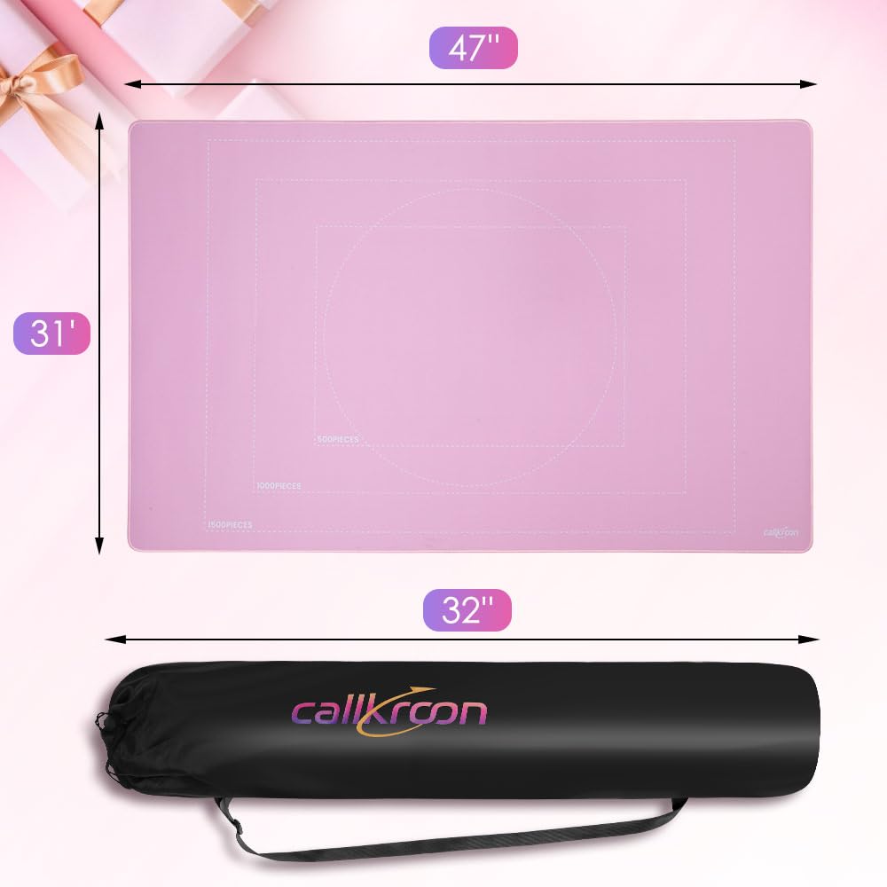 Callkroon Puzzle Mat Holds 2000 Pieces | Roll-Up Design With Non-Slip Rubber Bottom | 6 Sorting Boxes | Portable Puzzle Storage