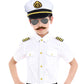 Kids Yacht Captain Sailor Costume For Boys Shirt Hat Accessories 6 Pcs Set Party Cosplay 9-10Years White