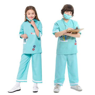lontakids Kids Animal Doctor Role Play Costume Veterinarian Pretend Play Dress Up Set with Medical Kit (10-12 Years, Light green
