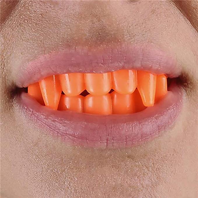 The Dreidel Company Halloween Teeth Neon Fangs Teeth, Costume, Funny Halloween Dress-Up, Pretend Play Decoration (100-Pack)