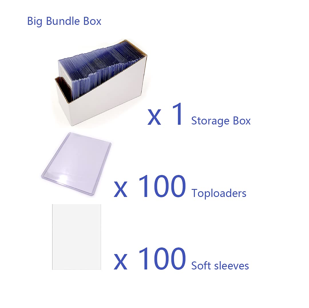 200Ct Toploaders And Card Sleeves,Card Protectors Hard Plastic, 3 X 4 Regular Fit For Trading Card,Baseball Card, Sports Cards (