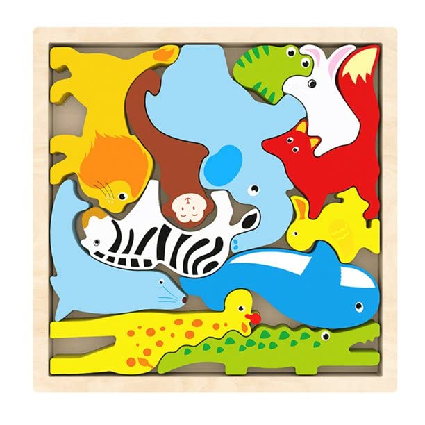 Wooden Cartoon Animal Puzzle MultiColor  Jungle Theme