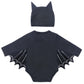 Agqt Baby Girls Black Bat Costume Cloak Romper Hat Halloween Costumes Long Sleeve 2Pcs Romper Black Eye Size 18-24 Months(100)