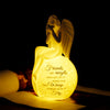 Ceramic Angel Lighted Up Collectible Figurines Best Friendship Gift Sitting Angel Hold Dove On Hand With Essential Quote Night L