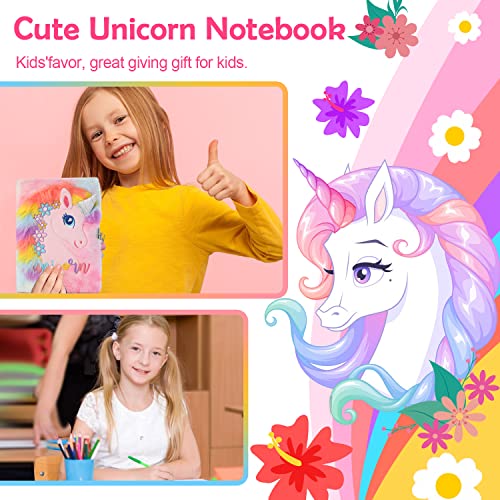 YOYTOO Unicorn Diary for Girls with Lock and Keys, Plush Unicorn Journal Notebook for Kids, Secret Lock Diary with 160 Lined Pag