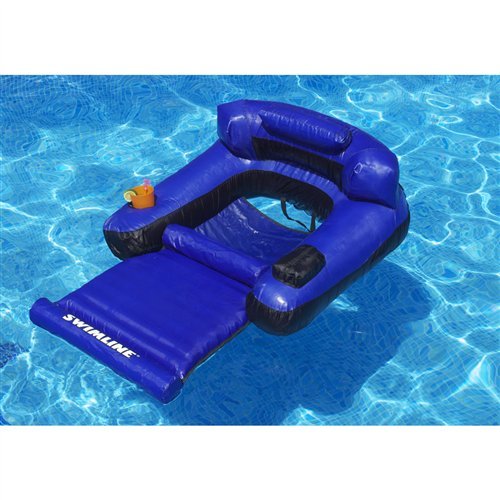 SWIMLINE ORIGINAL Fabric Covered Pool Float Mattress Ultimate Lounger Raft For mature-themeds & Kids | Back  Leg  & Arm Rests  Cup Holder  & Quick-Dry Cover For mature-themed Or Kid Floating & Lounging 9047