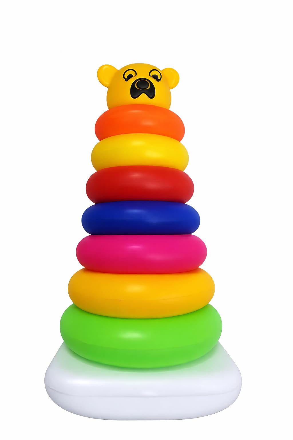 Hamz Toys Pyramid 7 Ring Stacking Toy for Babies with Bear Topper | Colorful Rainbow Rings | Educational Learning Toy for Kids 1