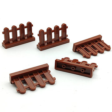 50Pcs Fence Building Block Toy House Garden Farm Pieces Accessories Brown Picket Fence Compatible With Major Brand