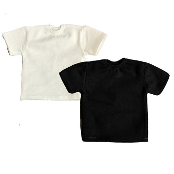 1/6 Custom Scale 2X T-Shirt Clothes for 12'' Male Action Figure Doll Clothes Toy (Black+White)