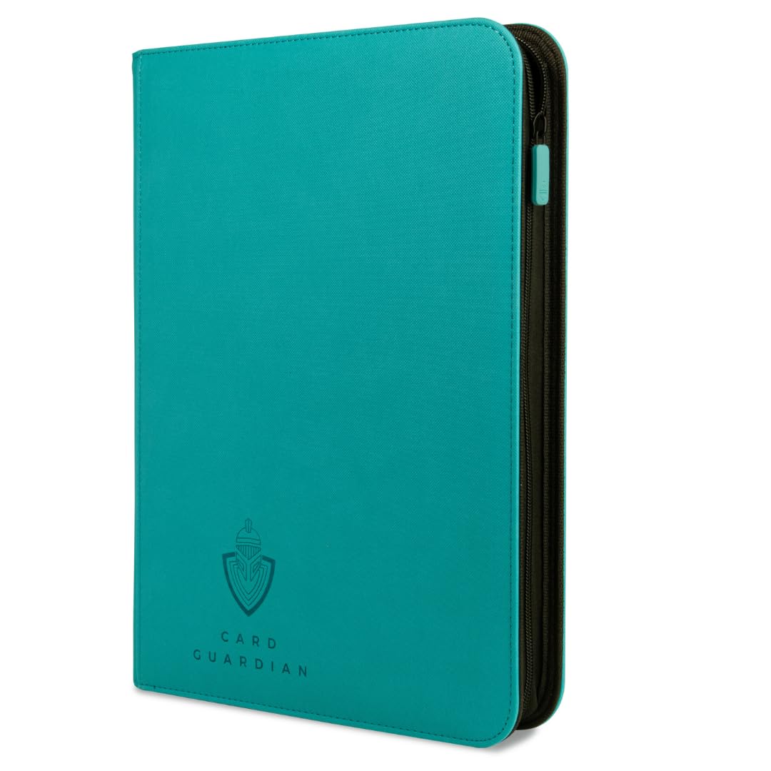 Card Guardian 9 Pocket Premium Trading Card Binder - Teal, Zippered, 30.5cm x 24.5cm, Compatible with Yugioh & MTG Cards