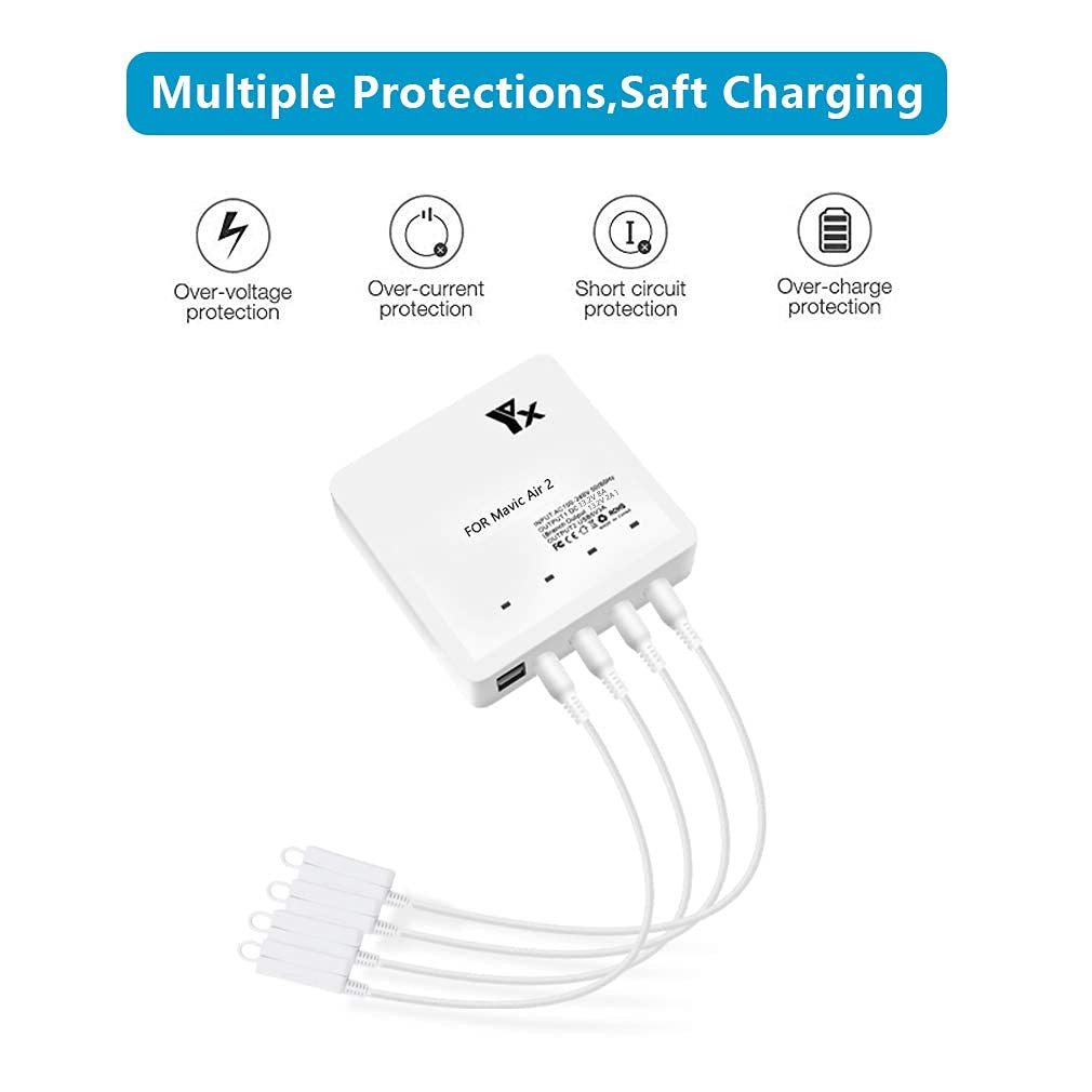 Hanatora Air 2S,Mavic Air 2 Battery Charger Compatible with DJI Air 2S,Mavic Air 2 Drone,Rapid Multi Parallel Charging Hub Acces