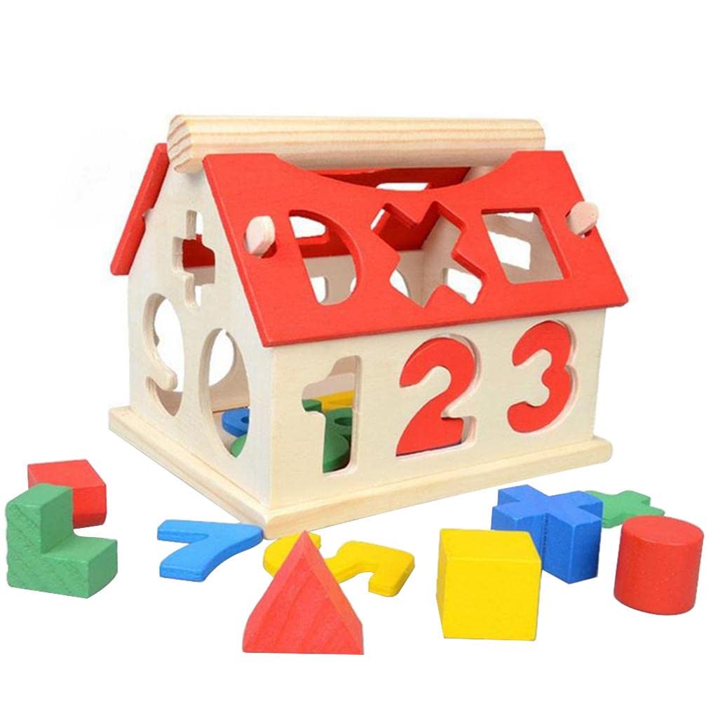 Atorse Infant Wood Number And Shape Puzzle Blocks Developmental Math Training Toys