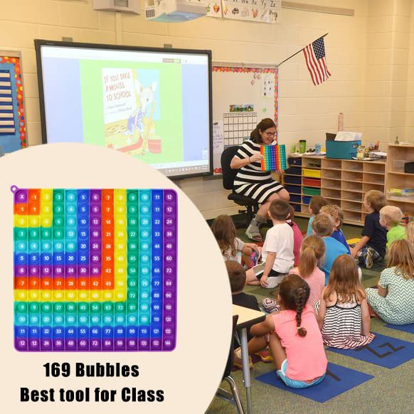 Petbsnvb Multiplication 12X12 And Addition 1-12 Pop Bubble, Math Fidget Popper, Learn Multiplication With Pop Fidget Toy, Fidget Toys, Bubble Sensory Rainbow, Birthday Party