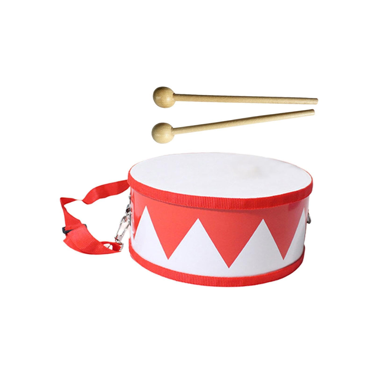 Enakshi (Label) Creations Double Side Hand Drum With Drumstick Hand Eye Ability Durable Montessori Toy Red White