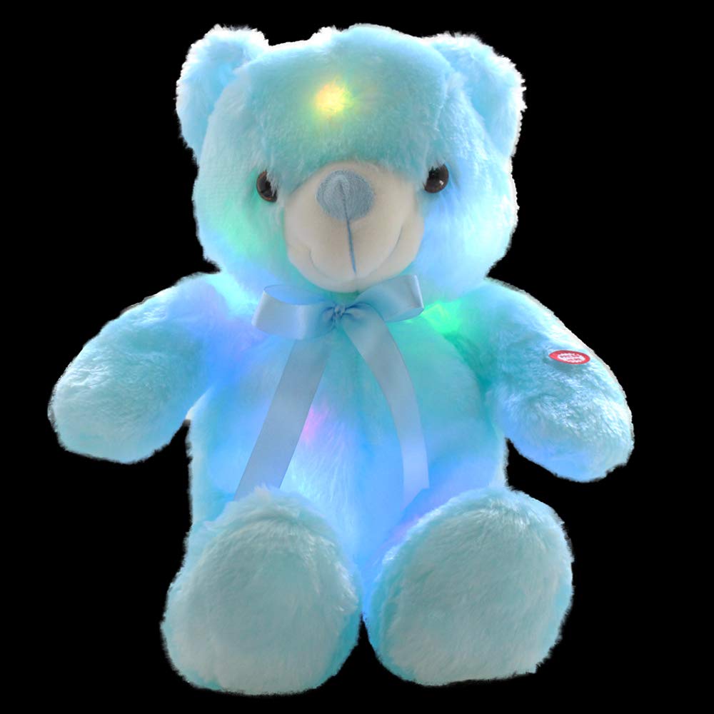 Sofipal Led Teddy Bears Stuffed Animals, Cute Glow Bear Plush Toys Creative Colorful Luminous Light Up Doll Gifts For Bedroom, Kids, Baby, Valentine,Blue,18 Inch