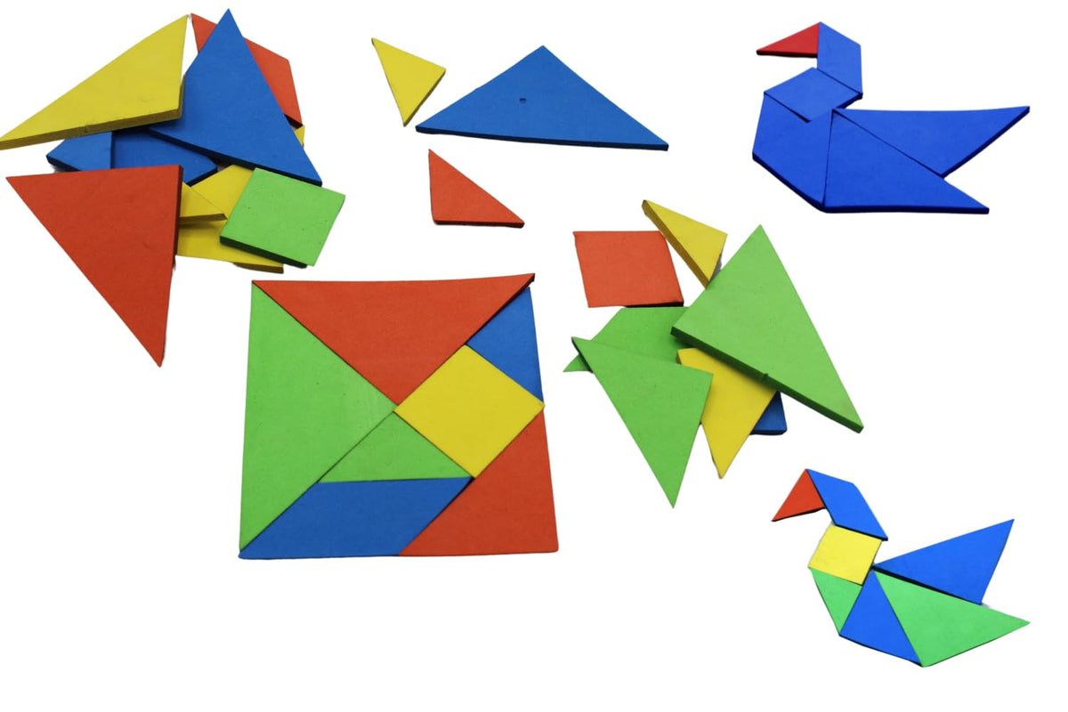 THE LABWORLD Tangram Puzzle Set, 28 Pieces,Colourful, Soft, Pattern Shapes Forming Toy for Kids & Adults