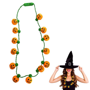 The Dreidel Company Halloween Necklace Light-Up Colorful Necklace, Costume Accessory, Spooky Party Favor, 25' Necklace (Spooky Pumpkin Necklace, 2-Pack)