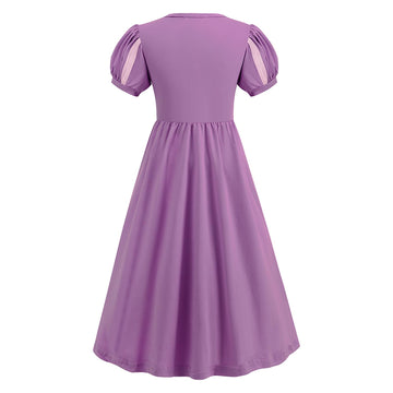 Addacos Girls Renaissance Medieval Dress Princess Costume Halloween Outfits Birthday Party Dress Up Clothes (Purple, 110 (3-4T))