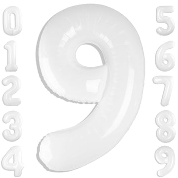 White 9 Balloon Number 40 Inch, Number 9 19 29 39 1989 Birthday Balloons Large Foil Mylar Decorations For Birthday Party, Engage
