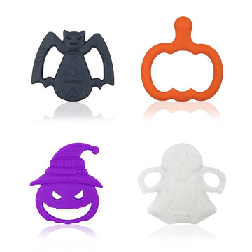 Anditoy 4 Pack Halloween Teething Toys Halloween Teether For 3-12 Months Baby Toddlers Halloween Treat Bags Gifts