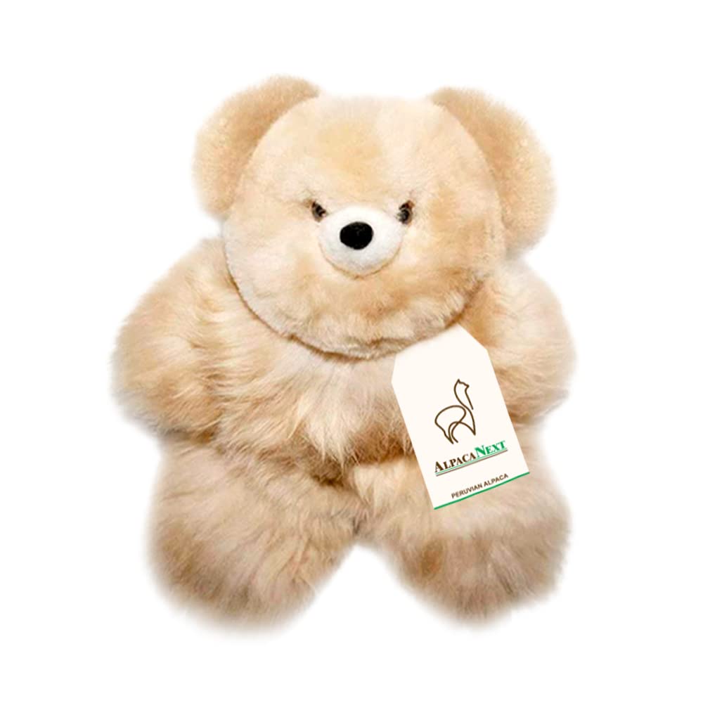 AlpacaNext Soft and Cuddly Baby Alpaca Teddy Bear - 12 inch. enhanced Alpaca Stuffed Animal Handmade on Genuine Alpaka Fur. Cute Bear (12 inches  Beige)
