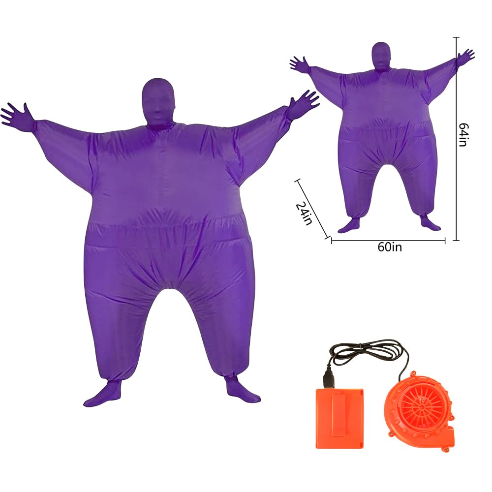 Qshine Inflatable Full Body Jumpsuit Cosplay Costume Halloween Funny Fat Suit Fancy Dress Blow Up Party Toy (Purple)